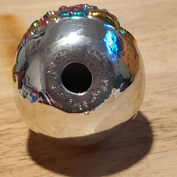 Vintage Hand Blown Heavy Glass Hand Painted Christmas Ornament - Picture 4 of 5